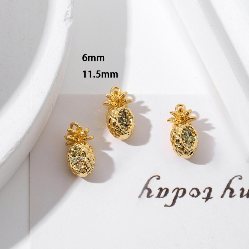 2 PCs Brass Charms 18K Gold Plated 3D Fruit Cherry Peach Strawberry Grape Pendants For Jewelry Making Necklace Bracelet DIY