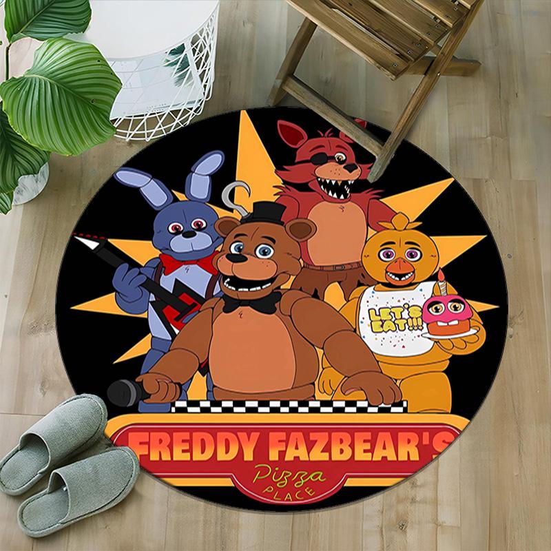 1pc Freddy Bear1 Print Round Carpet Chair Round Carpet Suitable for Bedroom Living Room Home Decorative Carpet