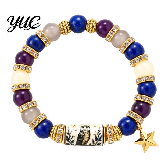 Daily Wear Fashion Accessory Stretch Deer Beaded Bracelet, Retro Animal Bead Owl Bull Skull Casual Jewelry Elastic Boho Bracelet for Women,