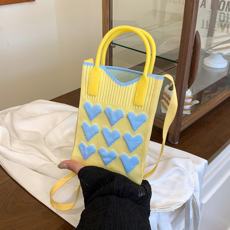 Dopamine Color Mini Mobile Phone Bag Knitted Bag Niche Versatile Single Shoulder Oblique Span Bag Change Bag Hand Bag