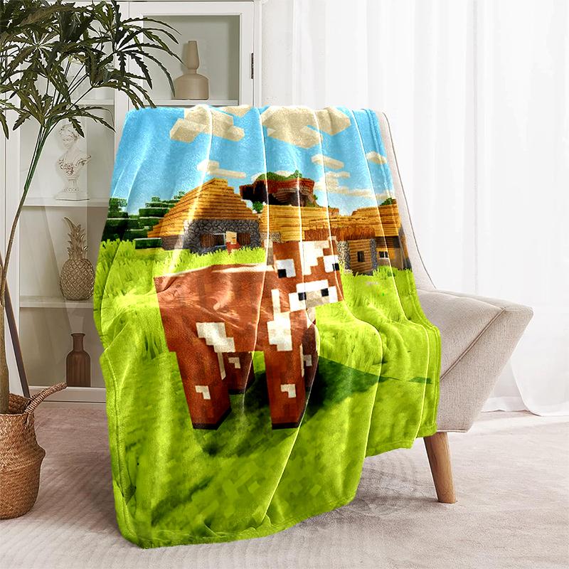 1pc Blanket Minecraft5 Print Design, Lightweight Blanket for Sofa, Bed- Soft &Warm, Gift for All Seasons like Christmas, Halloween