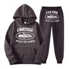 Cortiz Sportswear Tuta da Jogging da Uomo con Stampa Alfabetica Felpa con Cappuccio Y2K Pantaloni da Tuta Larghi con Cappuccio