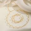 Vnox Minimalist Stainless Steel Line Wave Necklace Choker For Women,Gold Plated Large Hoop,Fashion Ear Hand Neck Jewelry Set