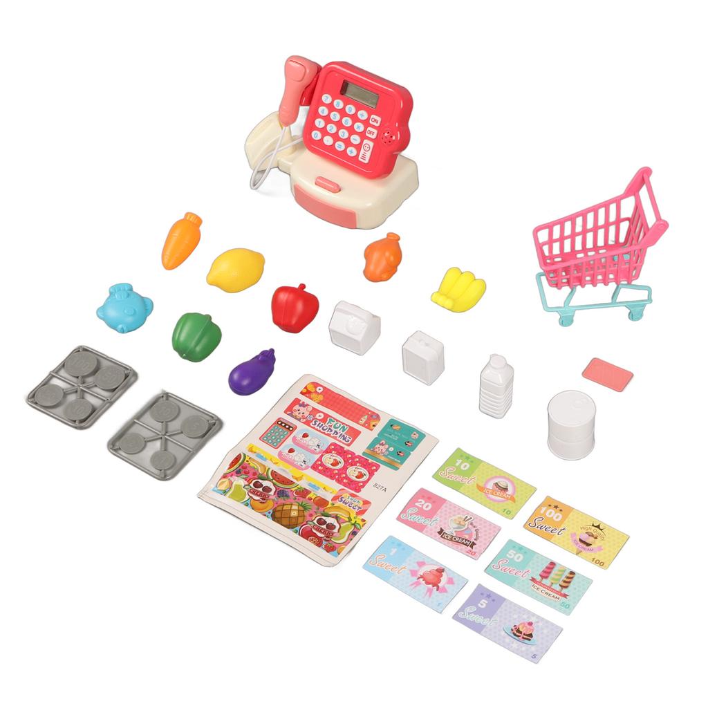 Cash Register Playset Stimulation Cosplay Learning Calculation Shopping Checkout Money Till Toy for