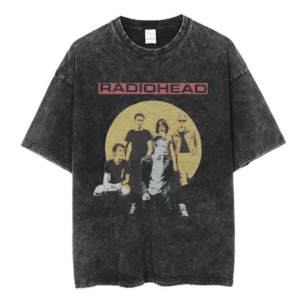 New Arrival Mens Clothes Tee Shirt T-Shirts Tshirt for Women Ropa Hombre Rock Band Radiohead The Bend Funny Cat Vintage Washed