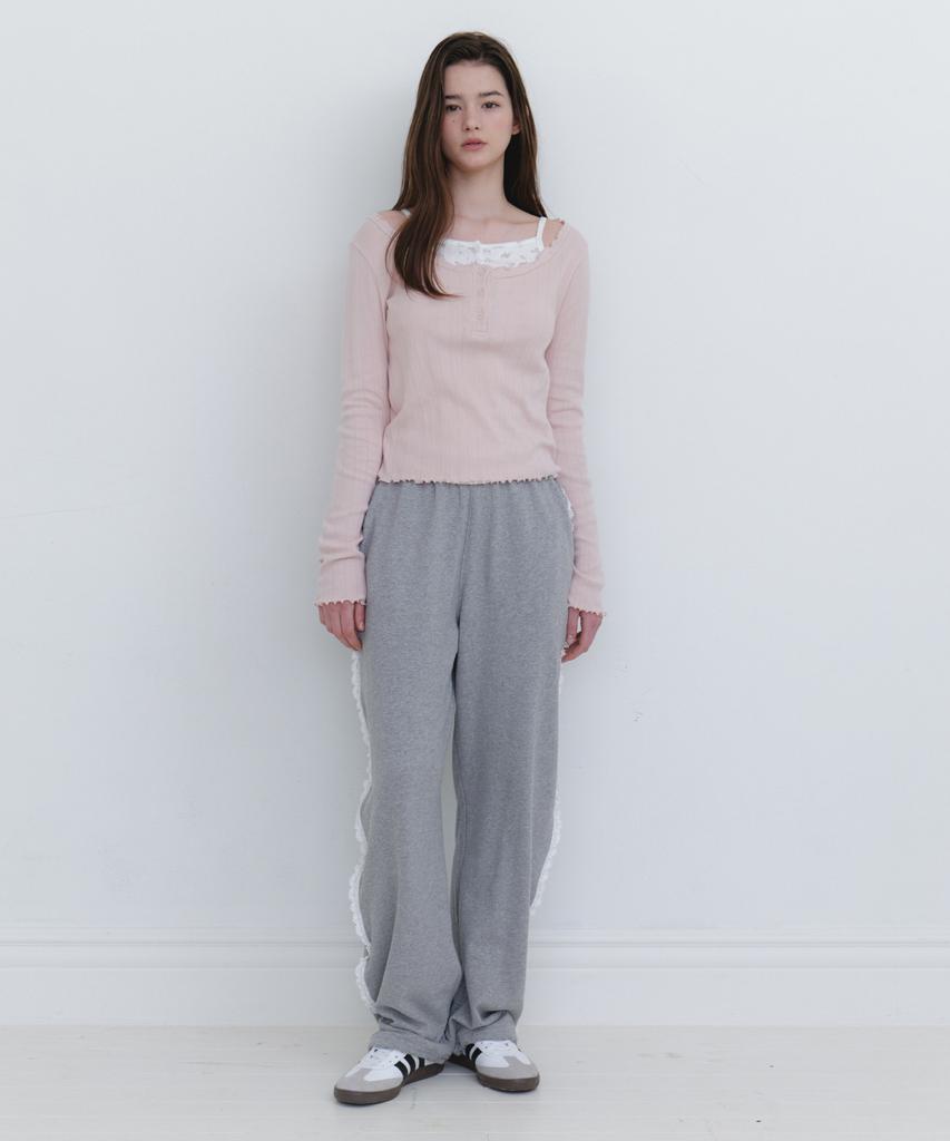 LETTERA Lace Jogger Pants_Grey