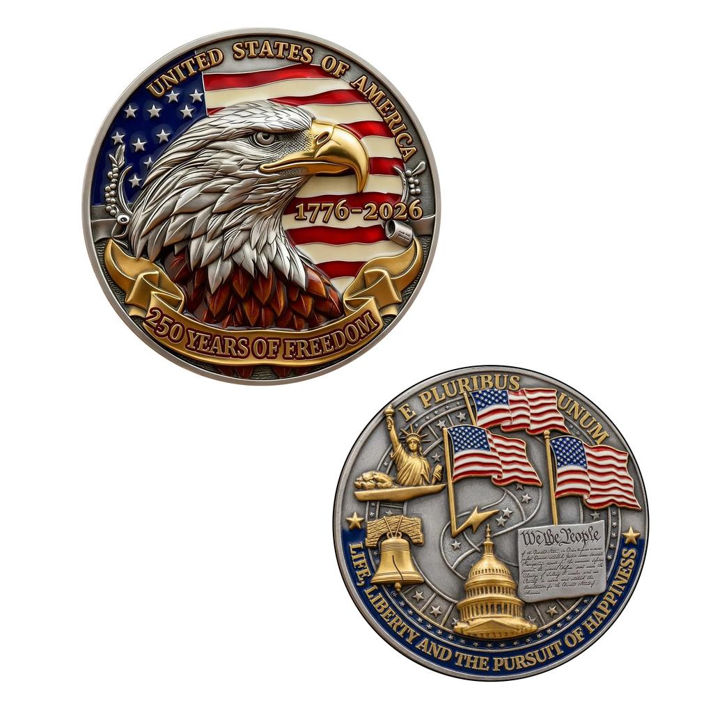 Perfect Gift Memorial Coin Celebrating 250th Anniversary of United States Freedom Commemorative Medals for History Gift