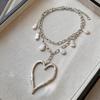 European & American Pearl Heart Hollow Clavicle Necklace - Exaggerated, High-End, Light Luxury Accessory for a Niche, Elegant Look.