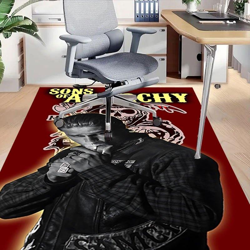 1pc Sons of Anarchy Themed Office Carpet Chair Mats - Durable Polyester Rug for Home Theater, Office, Dorm Room Decor - tA31