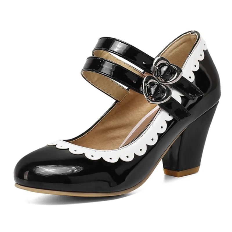 Elegant Women's Mary Janes High Heels Shoes 2025 Spring Straps Black Blue Red Pink Heeled Party Wedding Office Shoes Dress Pumps