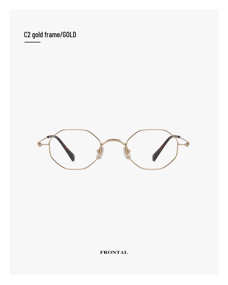 Extra malé brýlové obruby v univerzitním stylu z čistého titanu, 47mm mnohoúhelník, pro ženy s jednoduchým obličejem, model 98722 kompatibilní s dioptrickými čočkami