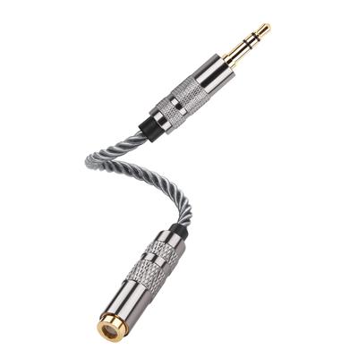 SinLoon Câble Adaptateur Audio 4,4 mm Femelle vers 3,5 mm TRS Mâle Plaqué Or OFC HiFi DAC Ampli Casque Gris