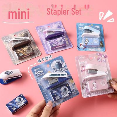 Portable Mini Stapler Set - Cute Cartoon Design for Students