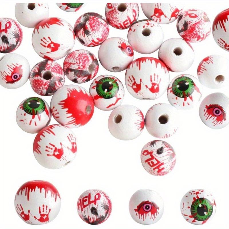 

24 шт. Хэллоуин Деревянные бусины Брызги крови Руки Глазное яблоко Деревянные бусины Рустикальный Фермерский дом Декор на Хэллоуин DIY Крафт Гирлянда Браслеты Изготовление украшений Pack of 20