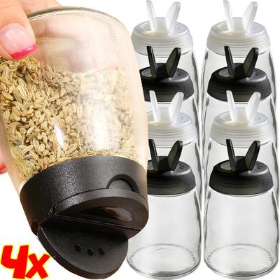 4/2Pcs Glass Seasoning Bottle with Shaker Lids Clear Spice Jar Household Kitchen Storing Spice Powders Seasoning Box Gadgets