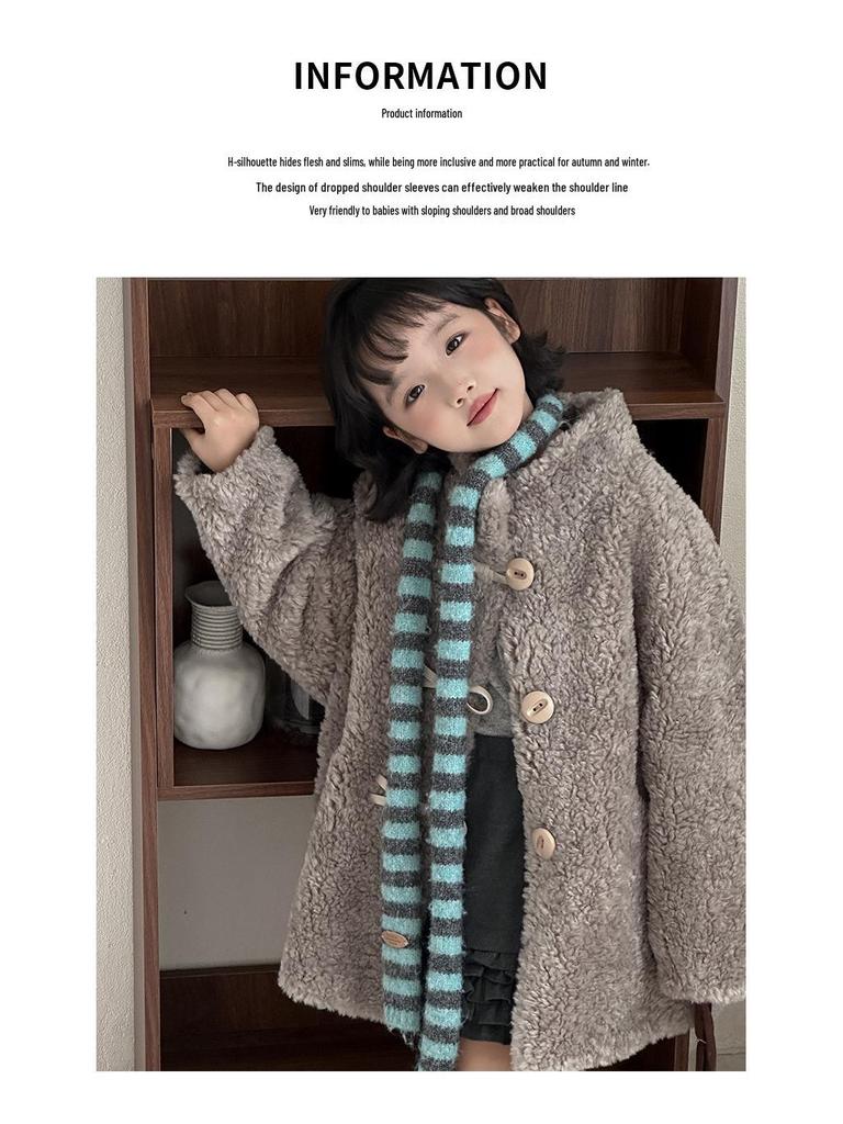 2025 Children's Faux Fur Lambswool Coat - Korean Style Thickened Loose Fit Shearling Overcoat for Girls