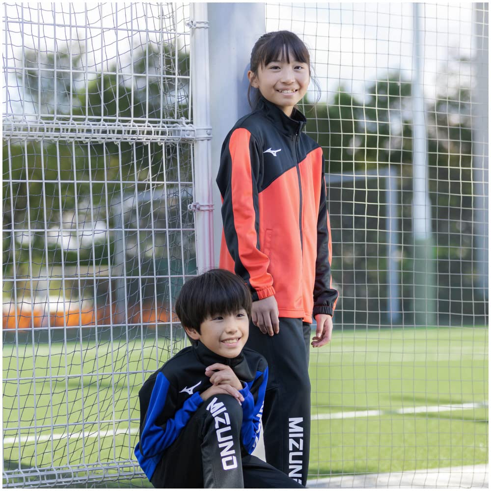 Mizuno Junior Training Soleil Size 32JCA410 Boys' Warm-Up Jacket, Moisture-Wicking, Quick-Drying, Wear, Orange/Black, 150,