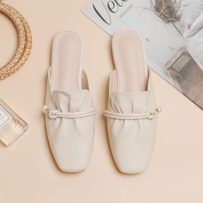 Summer baotou half slippers women's summer heelless flat bottom wear soft