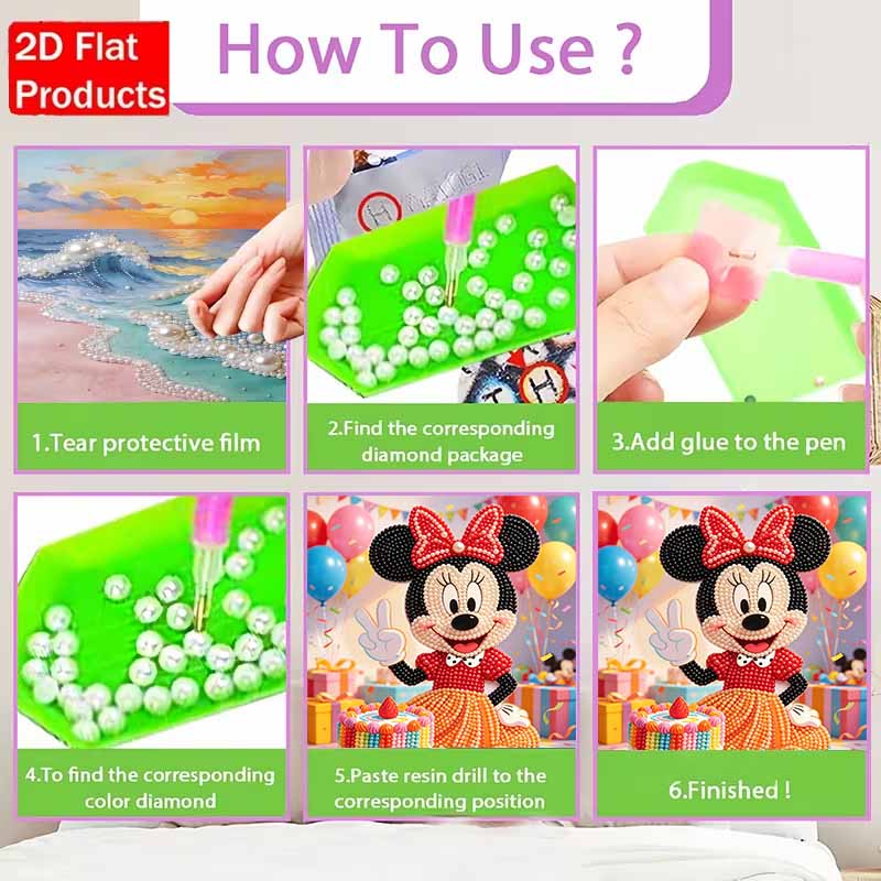 Disney Pearl Art Painting Minnie Mouse Birthday Cake Home Wall Decor Pearl Gemstone Picture Crafts Adult/Beginner Gift Creative Home Decor Unframed