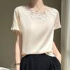 Summer new floral mesh short-sleeve casual T-shirt for women, fashionable top