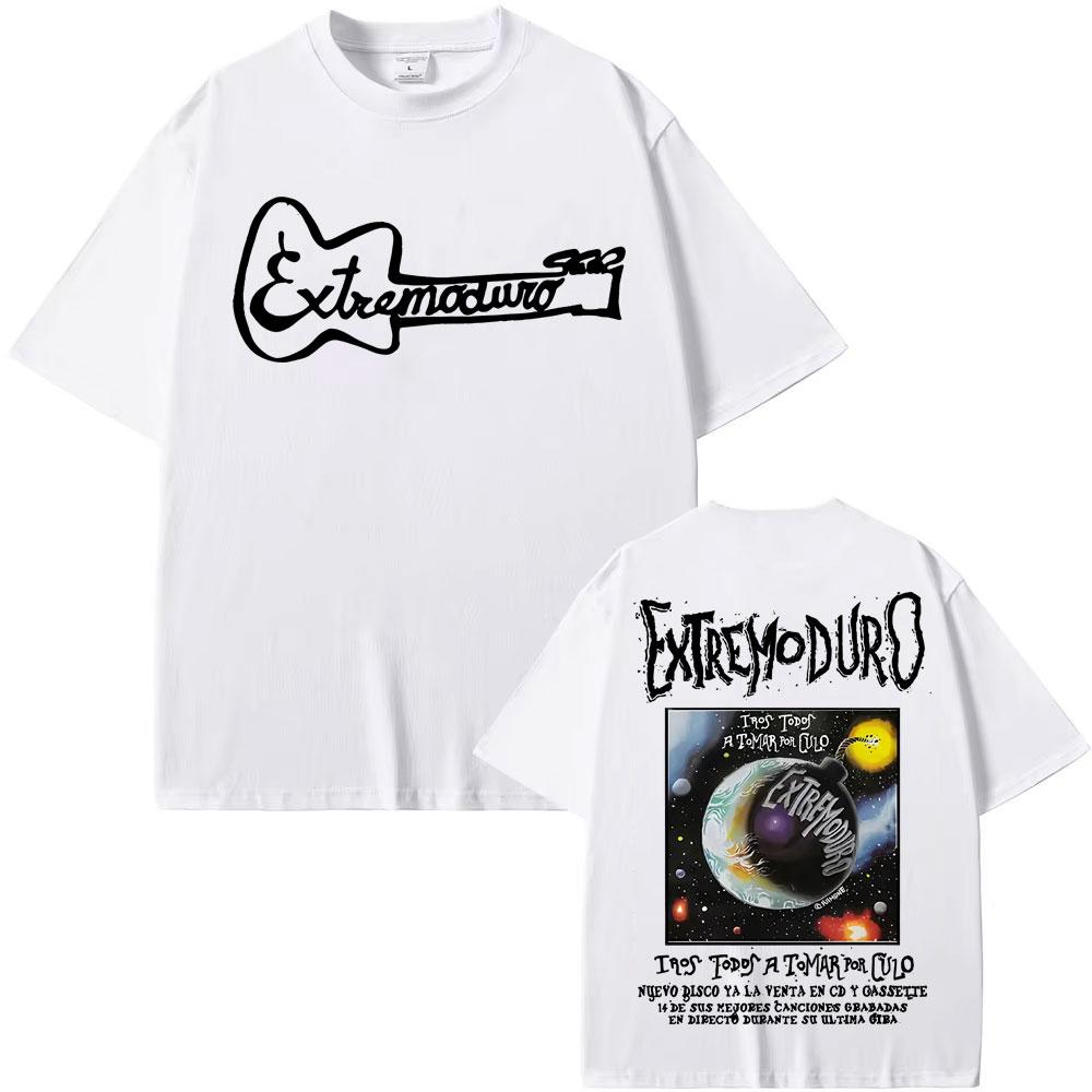Graphic Rock Band EXTREMODURO Tour 2025 Men's and Women's T-shirts, Fashionable Short-sleeved Retro Oversized Loose Men's Tops