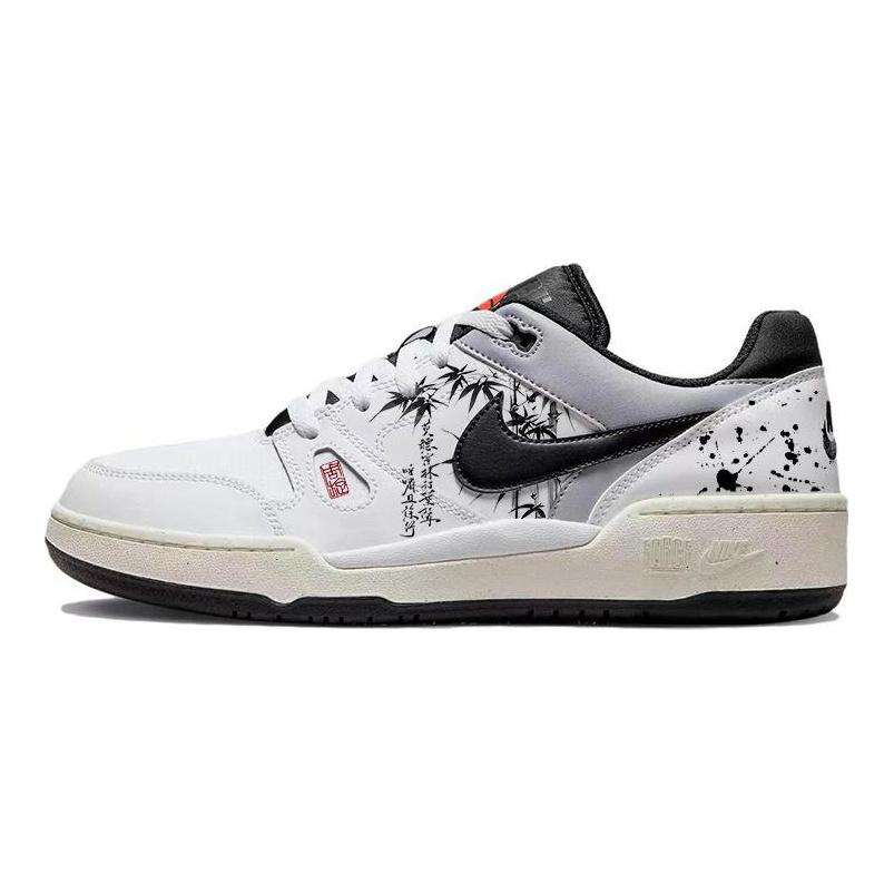 Nike Full Force Ink Wash Bamboo Grove Slip Resistant Abrasion Resistant Low top Skateboard Shoes Men's White Black FB1362-101(Team56-)