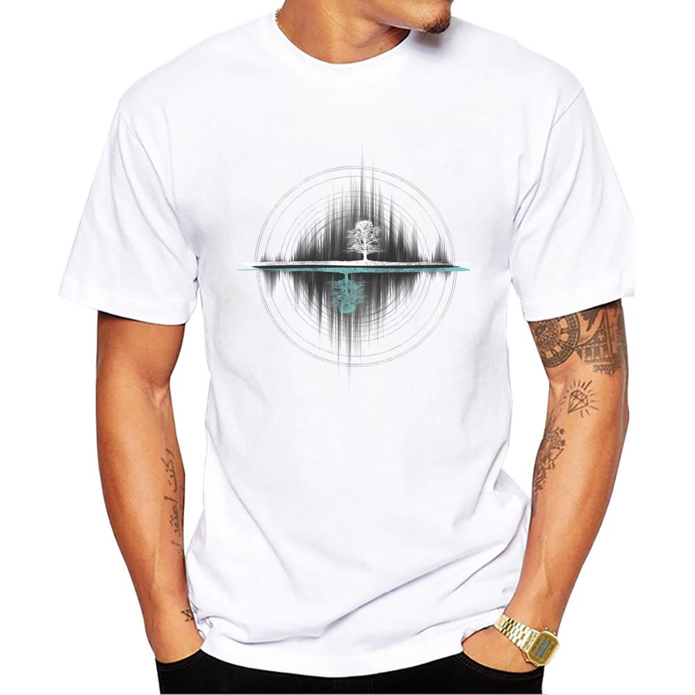 

TEEHUB Basic Soundwave Men T-Shirt Yin Yang Tree of Life Printed T Shirts Short Sleeve Tshirts Harajuku Tee 4XL