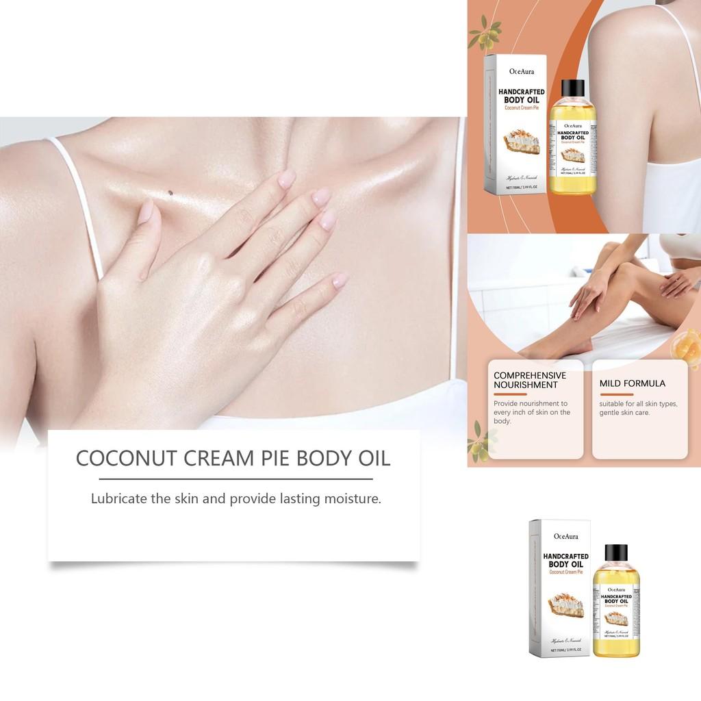 Oceaura Coconut Cream Body Oil Nourishing Moisturizer For Soft Smooth Skin Hydrating Body Massage Oil 118ml