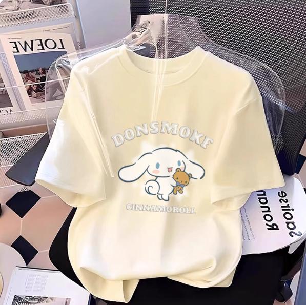 

MINISO Sanrio Милые Мультяшные Печатные Мужские и Женские Одежда Свободная Повседневная Универсальная Футболки Круглый Вырез Короткий Рукав Одежда S