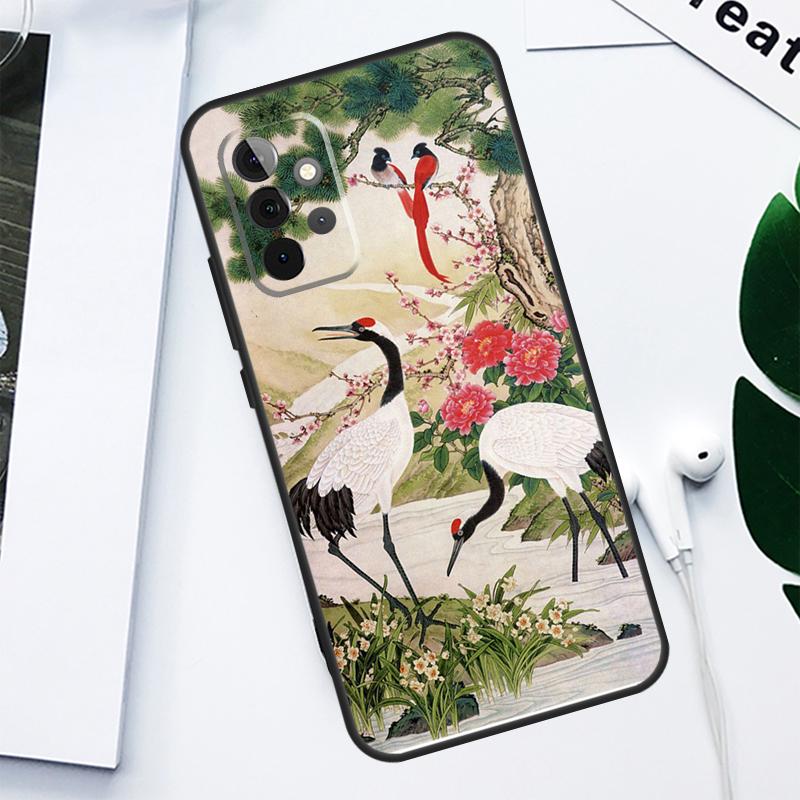 Red-crowned Crane Bird For Samsung Galaxy A06 A05 A16 A54 A34 A14 A55 A35 A15 A53 A33 A13 A22 A32 A52 Phone Case