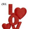 Romantic Bedroom Bedside Decor 2Pcs 3D Printed Stacked LOVE Letter Ornament with Heart Decor, Light Luxury Style Table Topper Tabletop Love Sculpture,