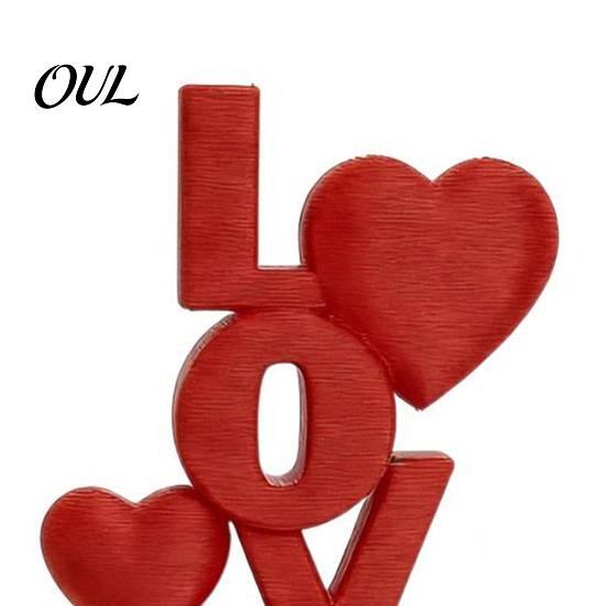 Romantic Bedroom Bedside Decor 2Pcs 3D Printed Stacked LOVE Letter Ornament with Heart Decor, Light Luxury Style Table Topper Tabletop Love Sculpture,