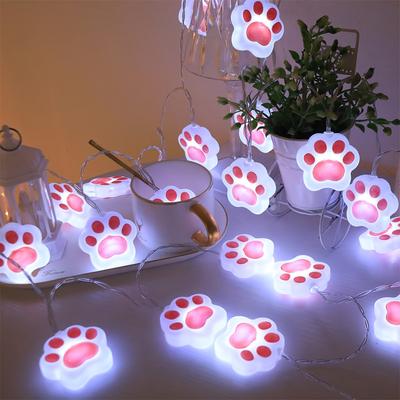 1Pc Cute Animal Paw String Light, 1.5m, 10 LEDs Battery Operated (batteries Not Included)