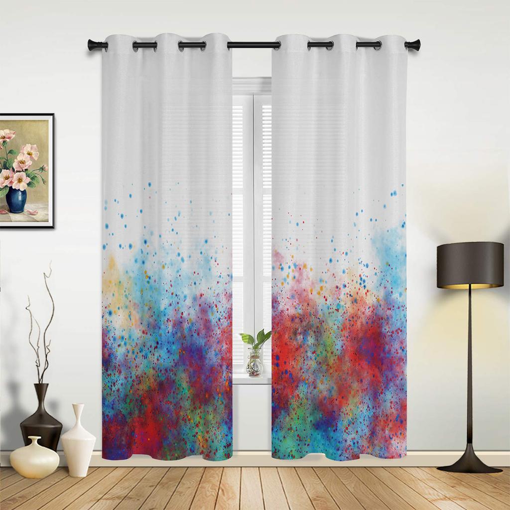 Bedroom Kitchen Curtain Abstract Color Paint Window Curtains Curtains for Living Room Decorative Items