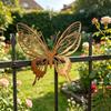 Rusty Butterfly Garden Decor, Hollow Out Butterfly Silhouette Lawn Decoration, Double Layer Butterfly Yard Statues Pathway Signs for Outside Patio