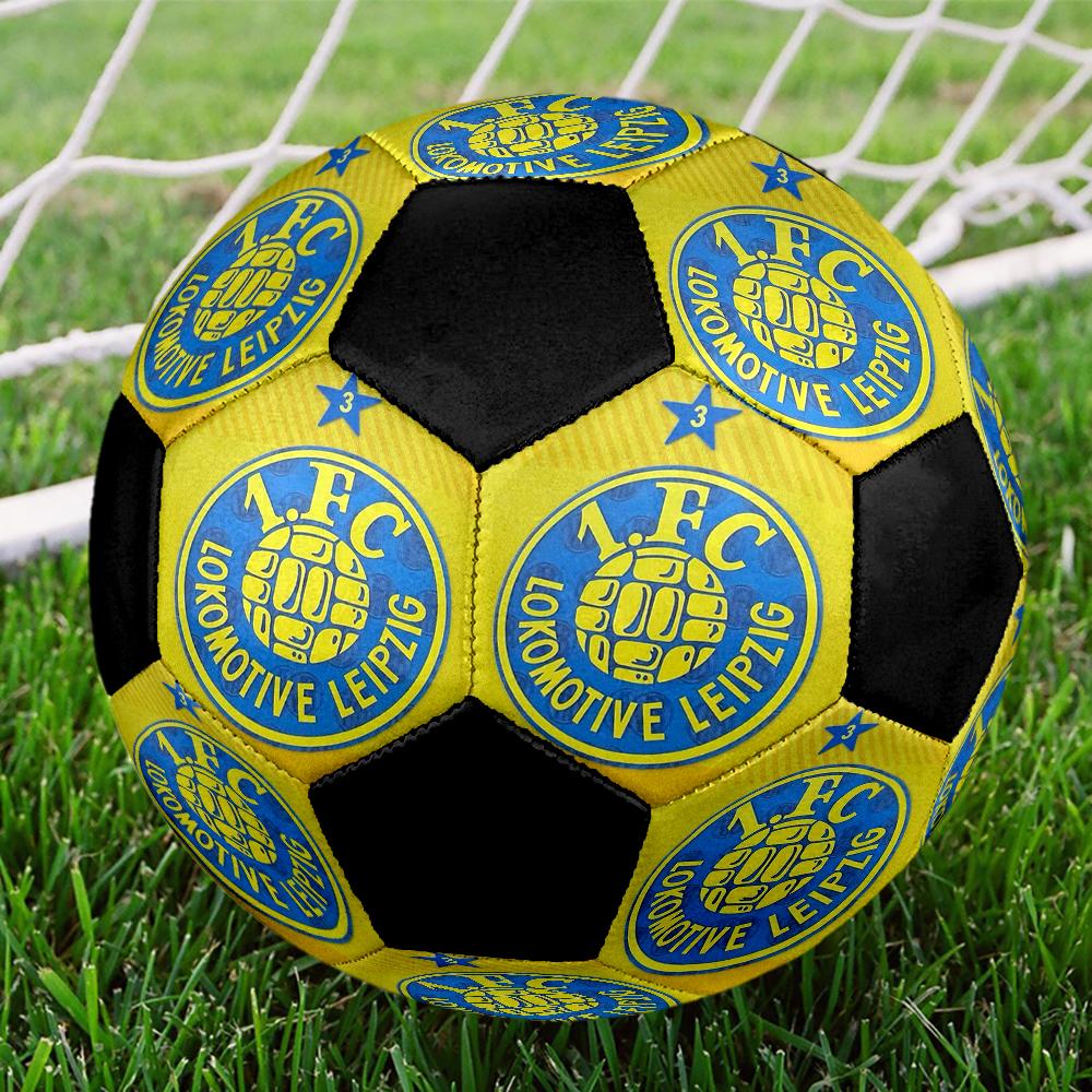 Pallone da Calcio Indoor Lokomotive Leipzig Colorato Cucito a Macchina PVC Misura 5 Allenamento di Squadra Pronto per la Competizione Durevole Rimbalzo Elevato Fantastico Regalo Sportivo