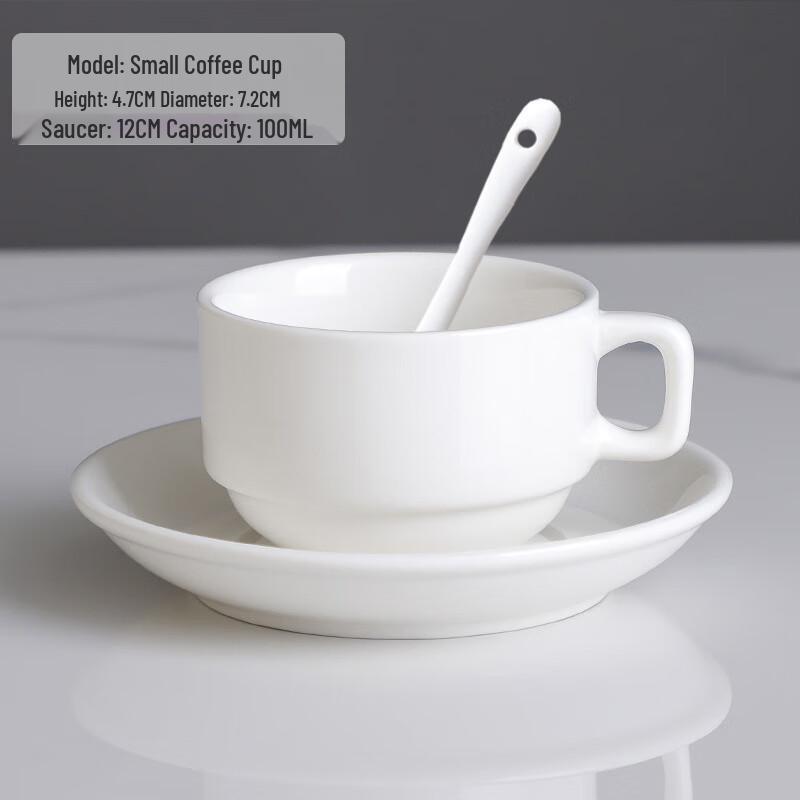 Shangqi Small White Ceramic Coffee Cups with Lids (Set of 10)
