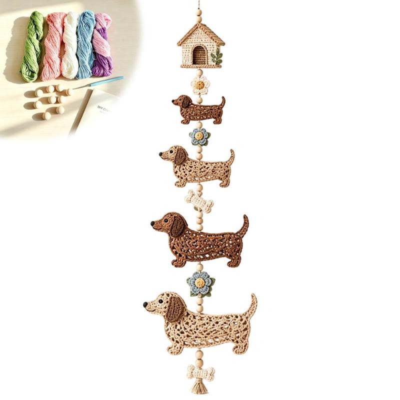 Diy Crochet Kit For Beginners Complete Yarn Set Handmade Animal Hanging Decoration Wall Window Ornament Home Halloween Craft