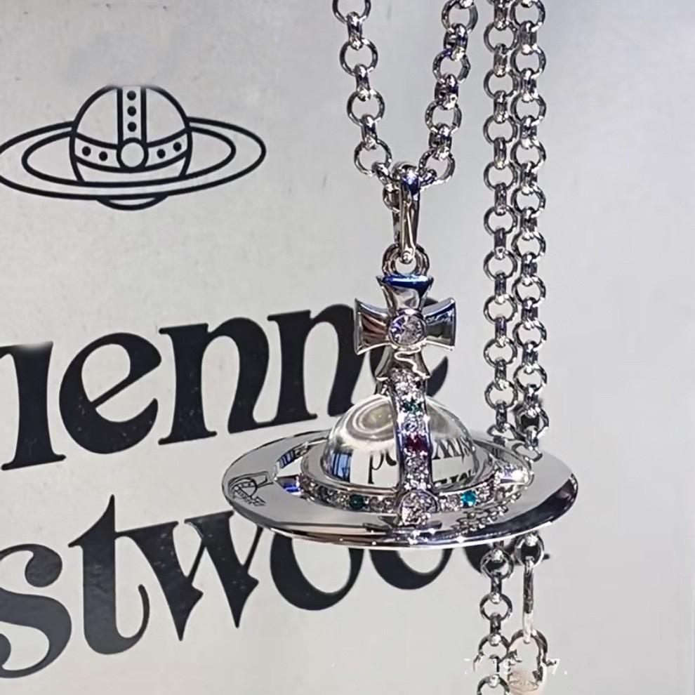 Westwood Saturn Choker Necklace: High Version, Medium Size, Women's 10MM Beads, Logo Clasp.