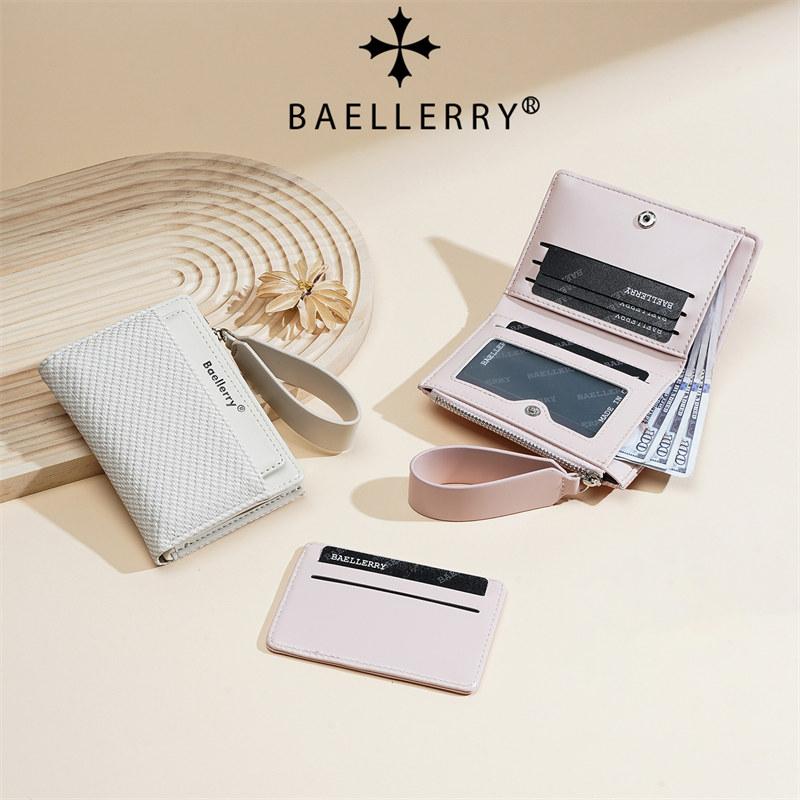 Baellerry Fashion Design Short Wallets for Women Men Casual Classic Bi-fold Purse Zipper Money Pack
