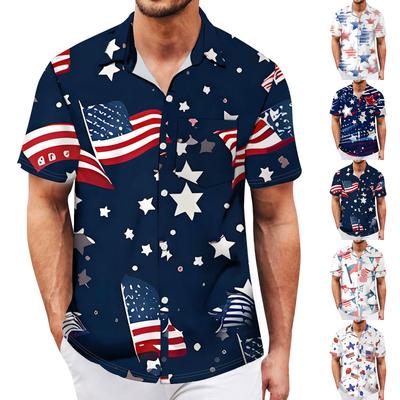 Men's Vintage Button Down Bowling Shirts Short Sleeve Summer Beach Shirt