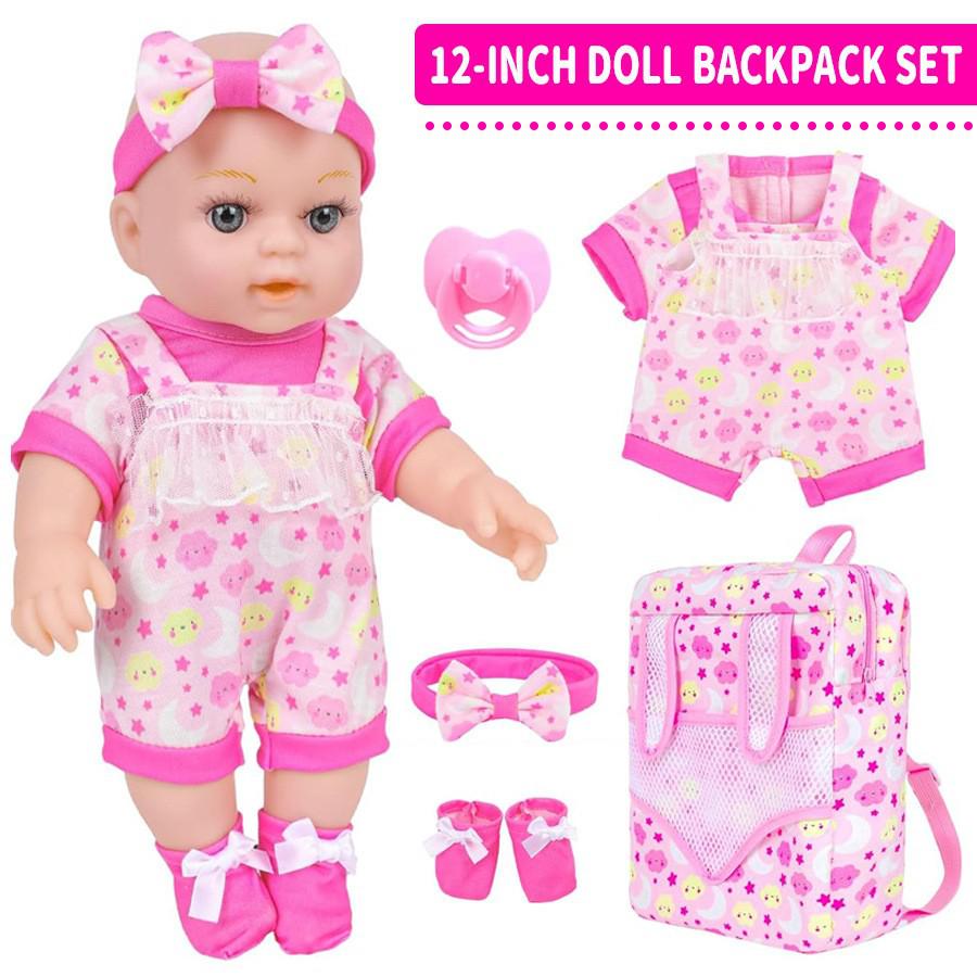 12" Reborn Rubber Baby Doll & Backpack Set - Soothing Toy for Children