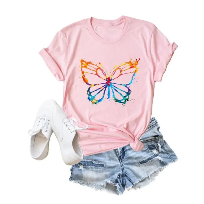 Stil Floare Fluture Tendință Îmbrăcăminte Modă Tricou Desene Animate Tricouri Vara Tricou Femei Doamnă Imprimeu Casual Grafic Top