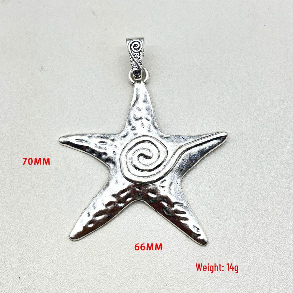 Antique Silver Starfish and Five-Pointed Star Pendant Charms for DIY Necklace Jewelry