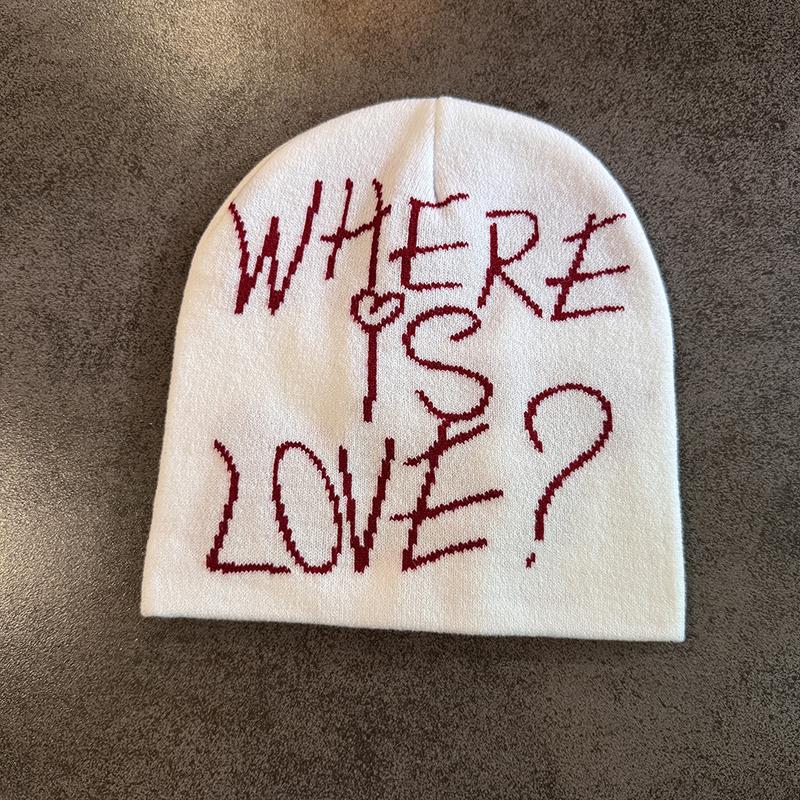 Street Letter Contrast Color Wool Knitted Hats Autumn Winter Warm Y2K Hip Hop Cap Accessory