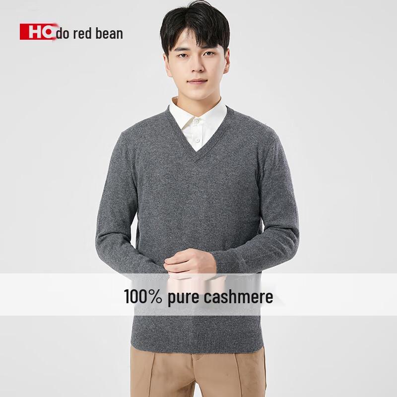 Red Bean Men's 100% Pure Cashmere V-Neck Pullover