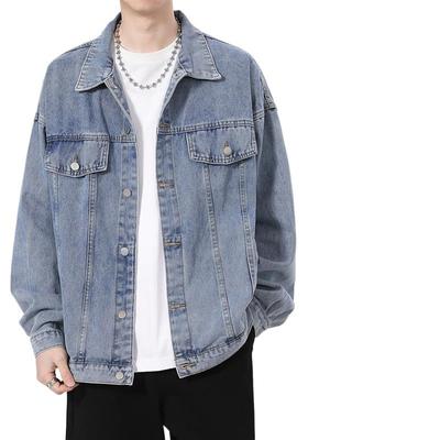 American Retro Denim Jacket Men's Spring and Autumn Loose Tooling Jacket Trendy Casual Top