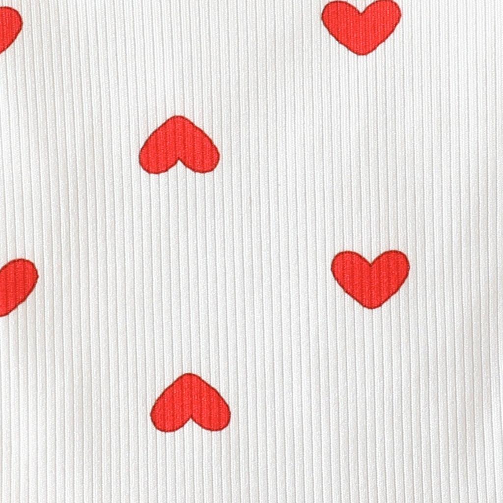 Girl's Long Sleeved Love Sweetheart Corduroy Ruffle Edge Backband Skirt Three Piece Set