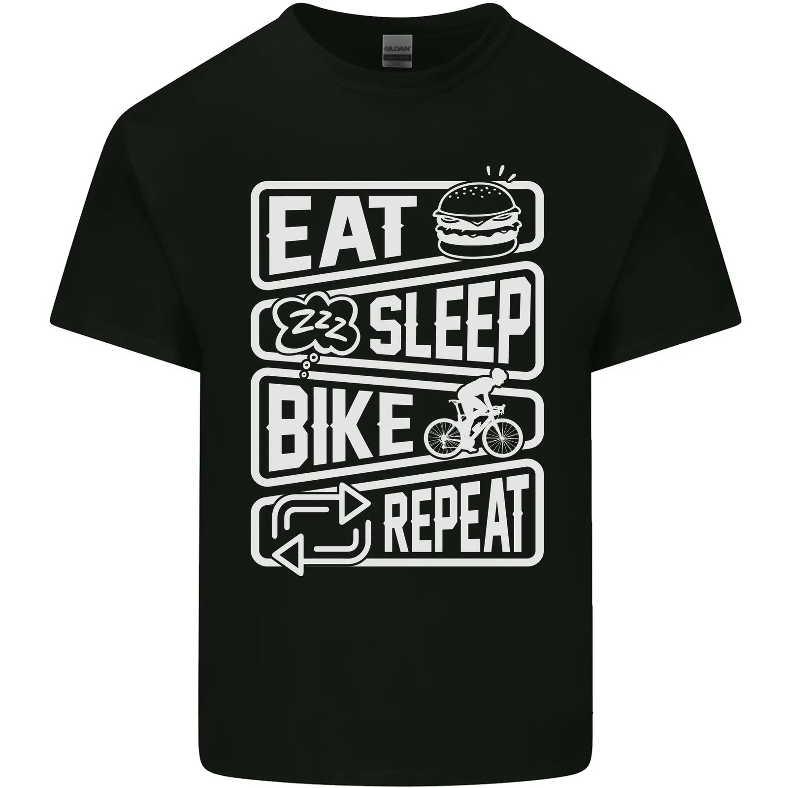 Cycling Eat Sleep Bike Repeat Funny Bicycle Kids T-Shirt Childrens M