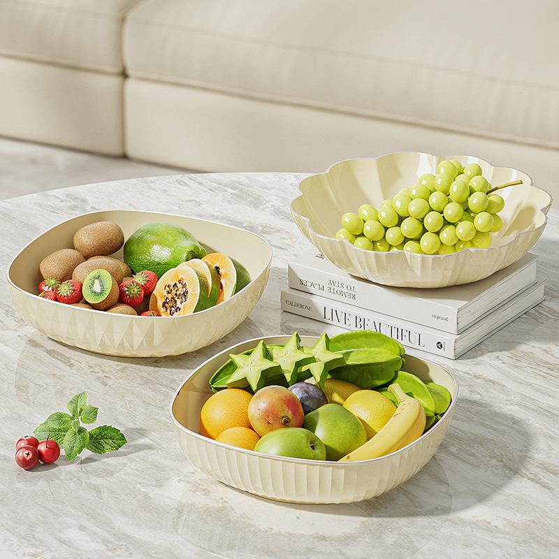 Premium Fruit Plate Household Living Room Coffee Table Fruit Plate Cream High-Grade Fruit Basin High Value Fruit Basket Fruit Basin